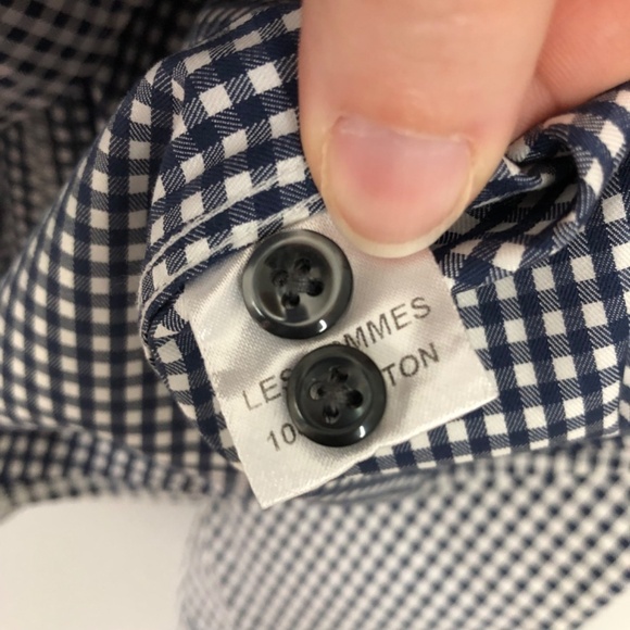 Les Hommes Long Sleeve Gingham Button Front Shirt 50 - Picture 9 of 13